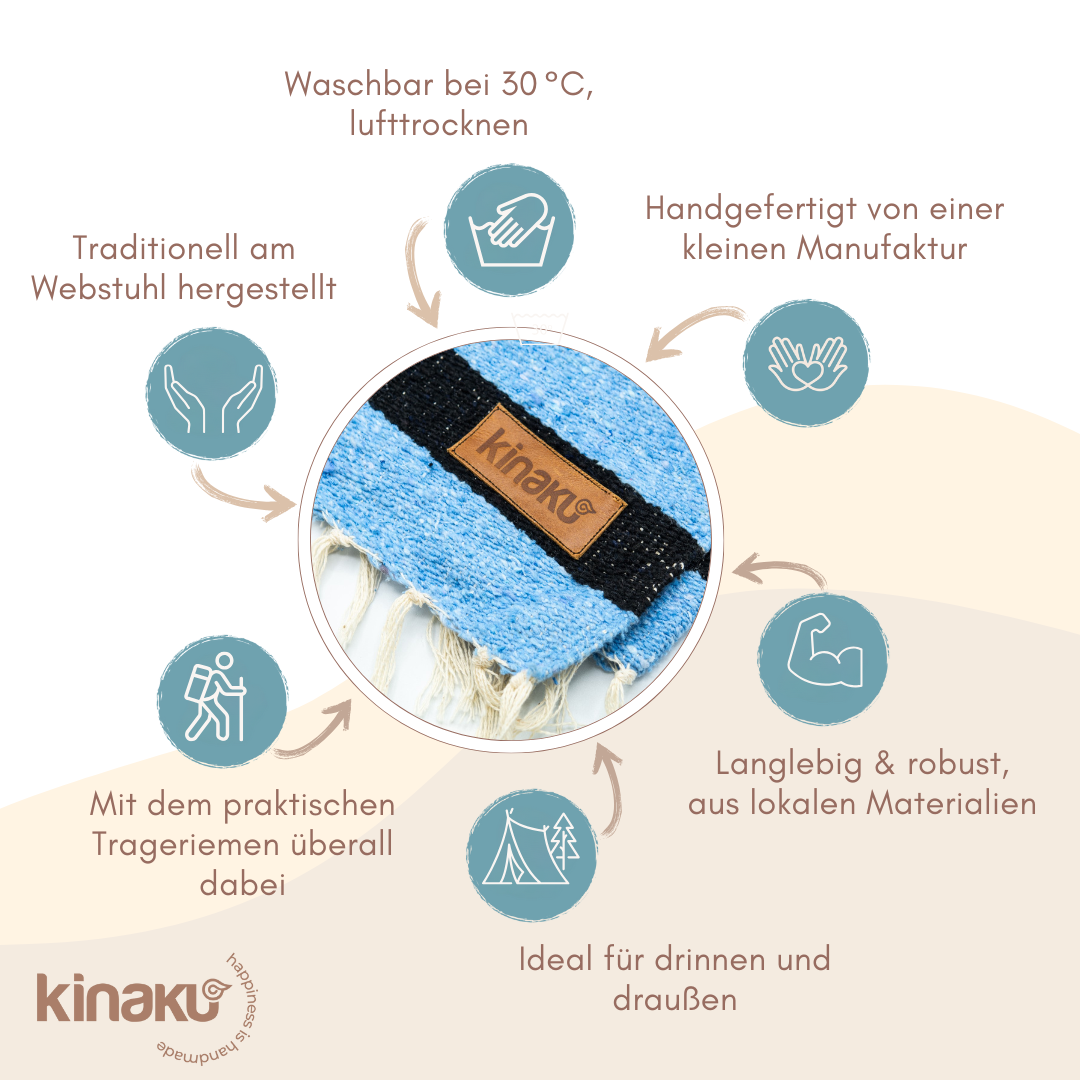 Kinakú Sarape blanket ORIZABA with handle